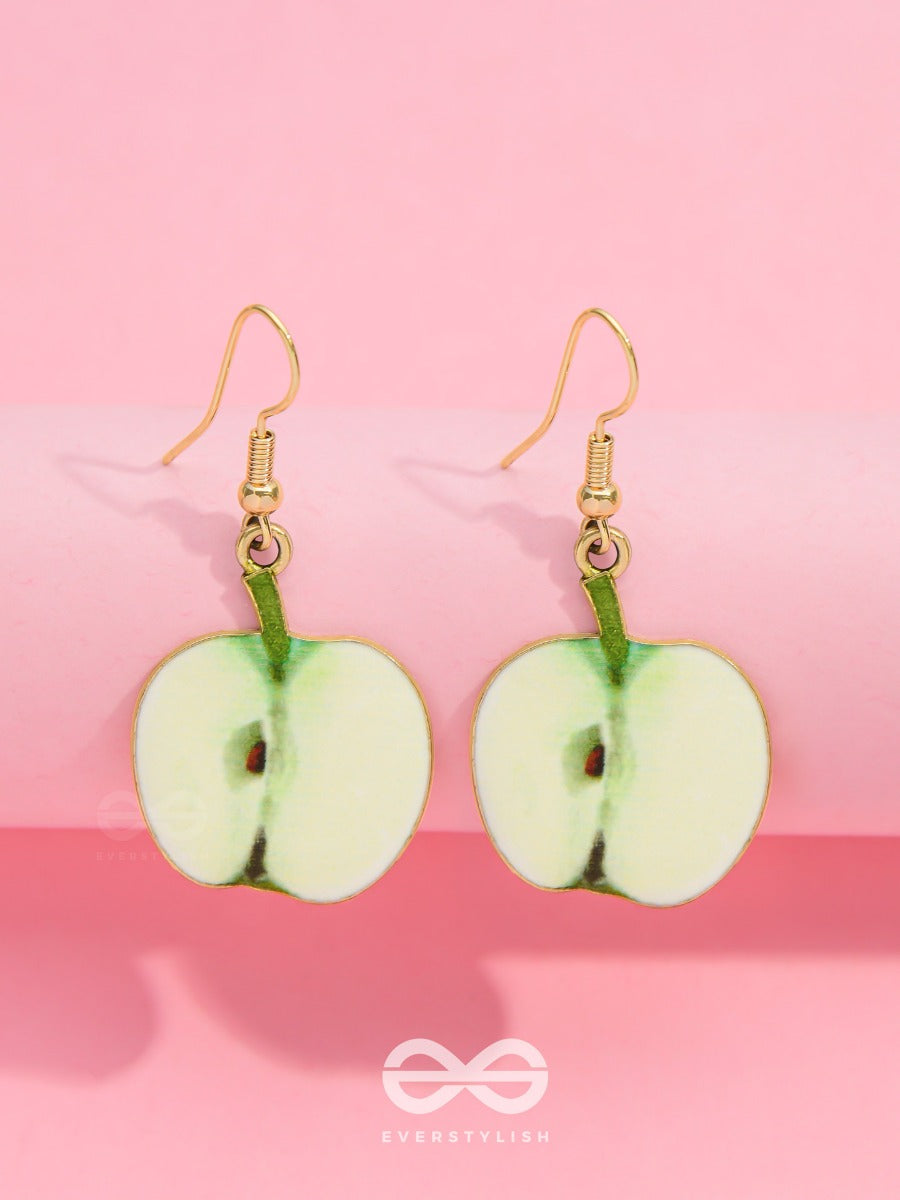 Sweet Apple Serenade - Golden Embelished Earrings
