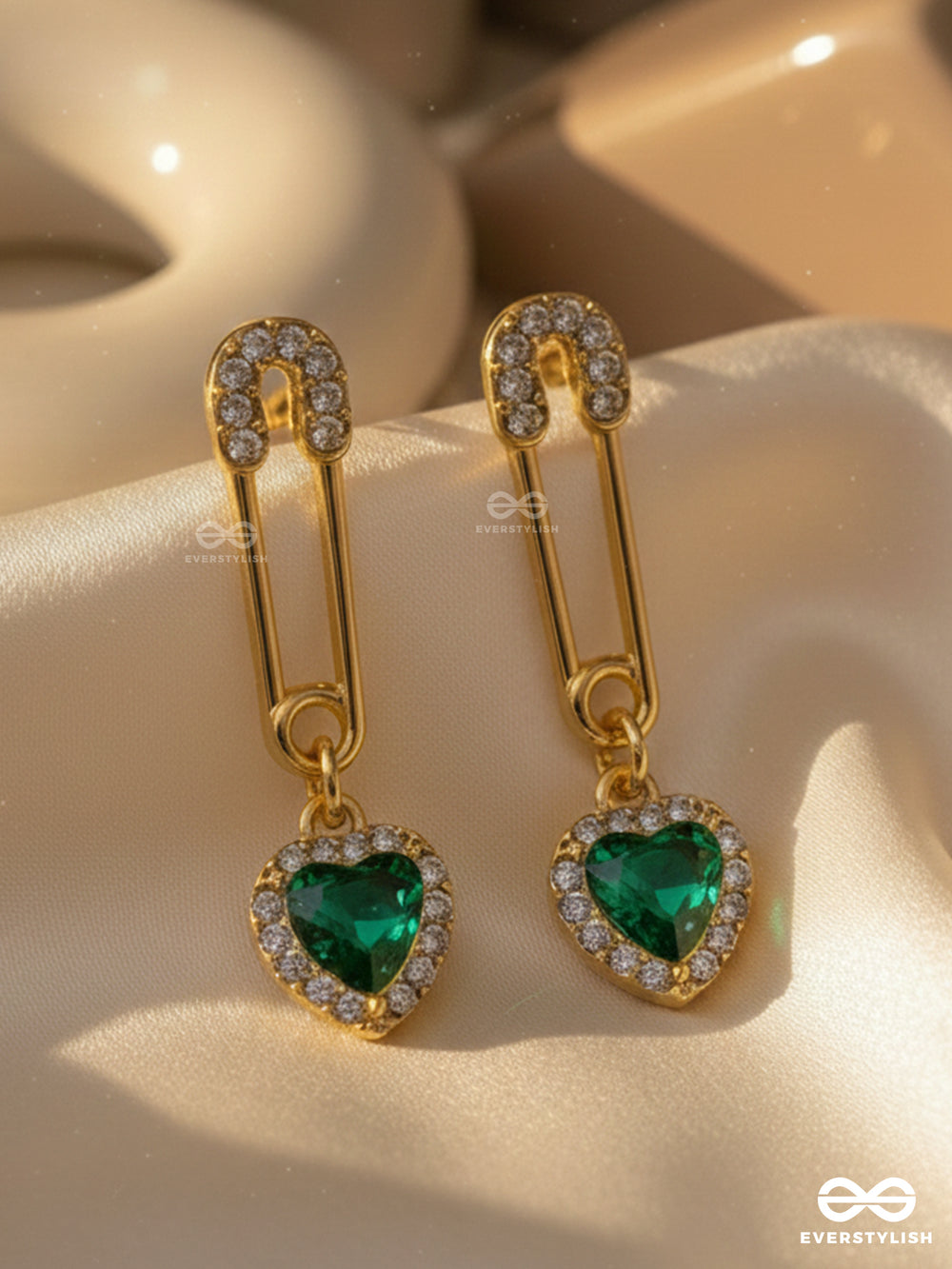 Safely In Love - Golden Embellished Earrings