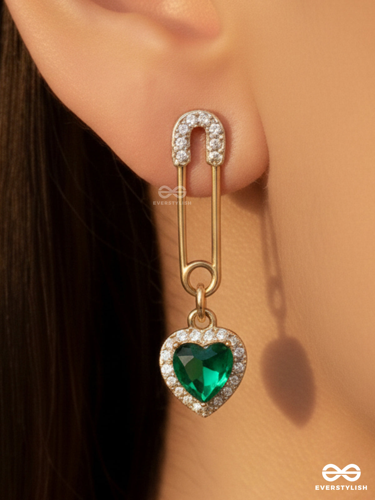 Safely In Love - Golden Embellished Earrings