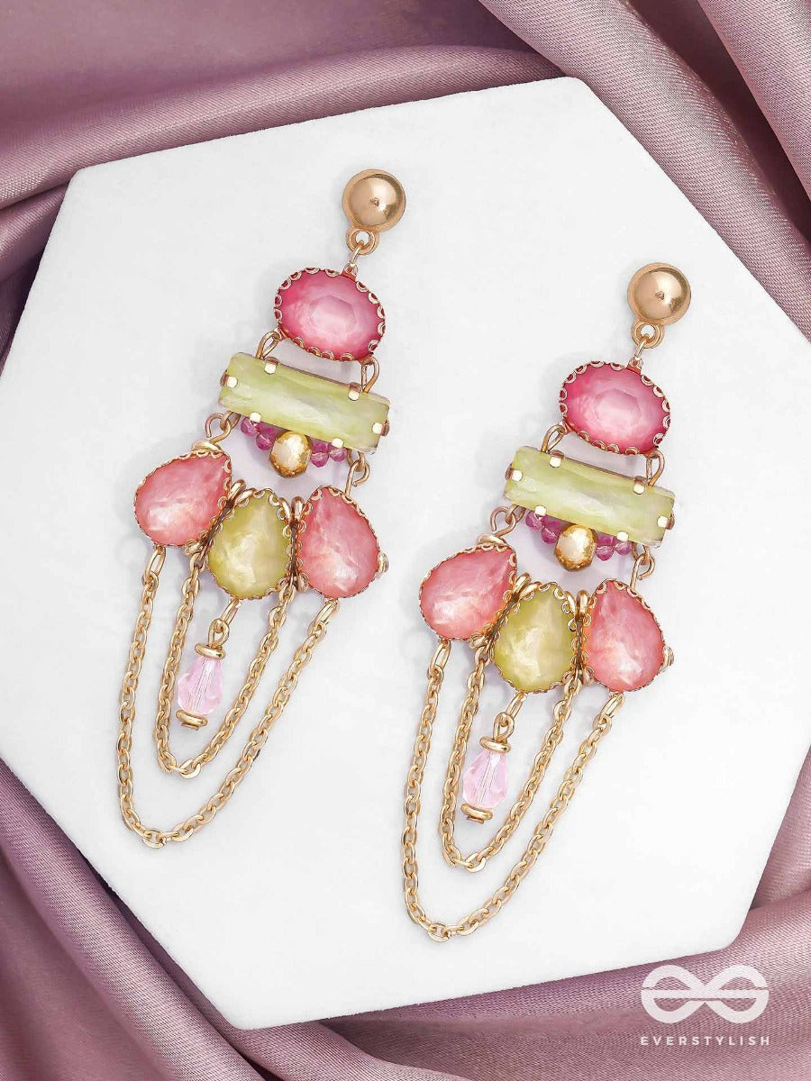 The Rosewood Radiance - Golden Embellished Earrings