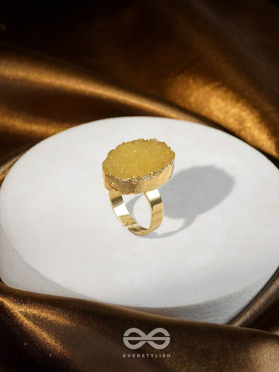 Crystal Frost - Yellow Druzy Ring (Adjustable)