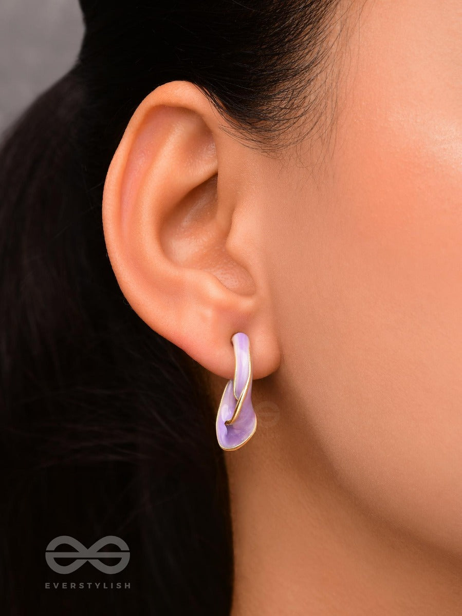 Ebb And Flow - Enamelled Twisted Studs (Purple)