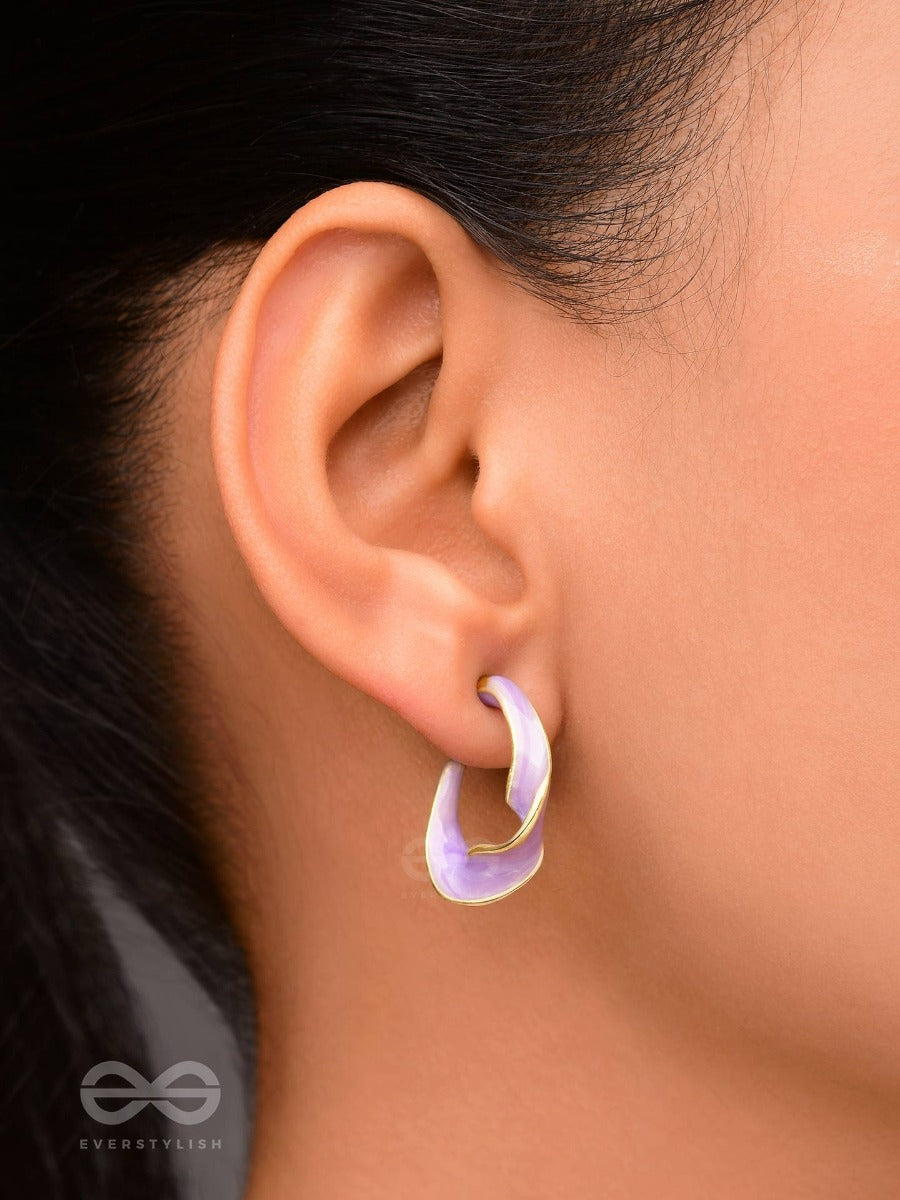 Ebb And Flow - Enamelled Twisted Studs (Purple)