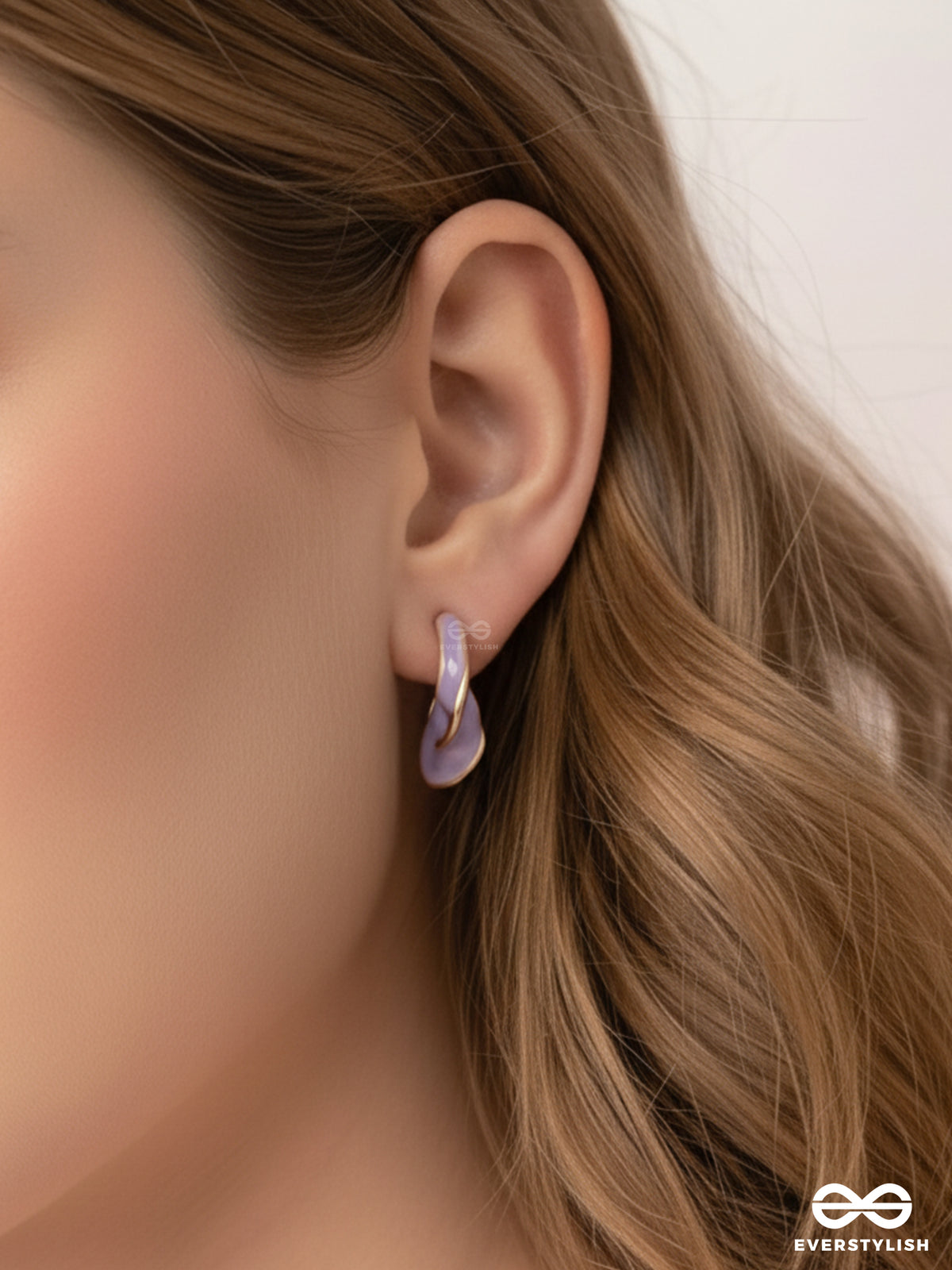 Ebb And Flow - Enamelled Twisted Studs (Purple)