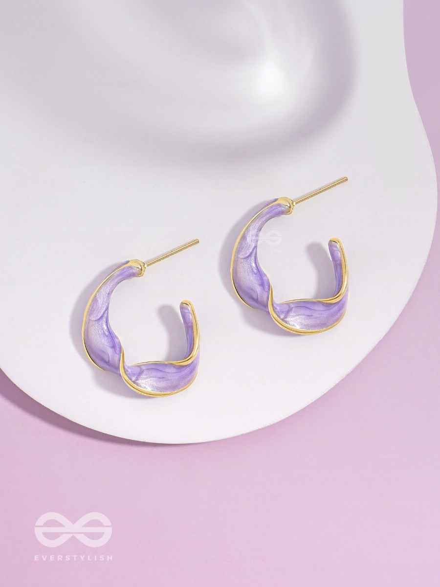 Ebb And Flow - Enamelled Twisted Studs (Purple)