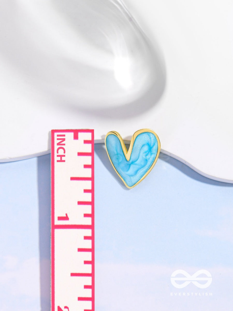Lovebeatin Hearts - Cute Enamelled Studs (Blue)