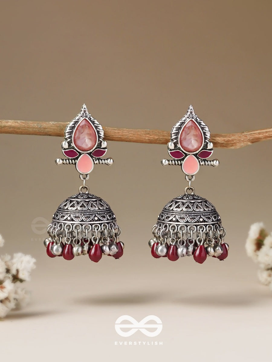 The Shades Of Love - Enamelled Oxidised Jhumka Earrings