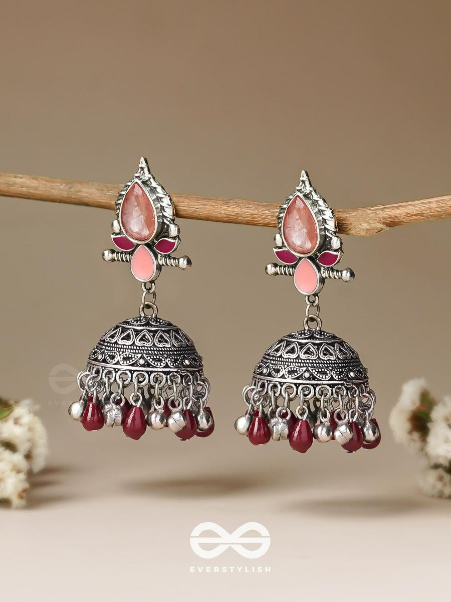 The Shades Of Love - Enamelled Oxidised Jhumka Earrings