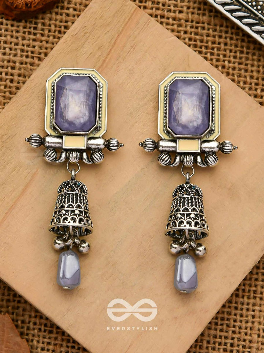 The Lilac Clouds- Oxidised Embellished Earrings
