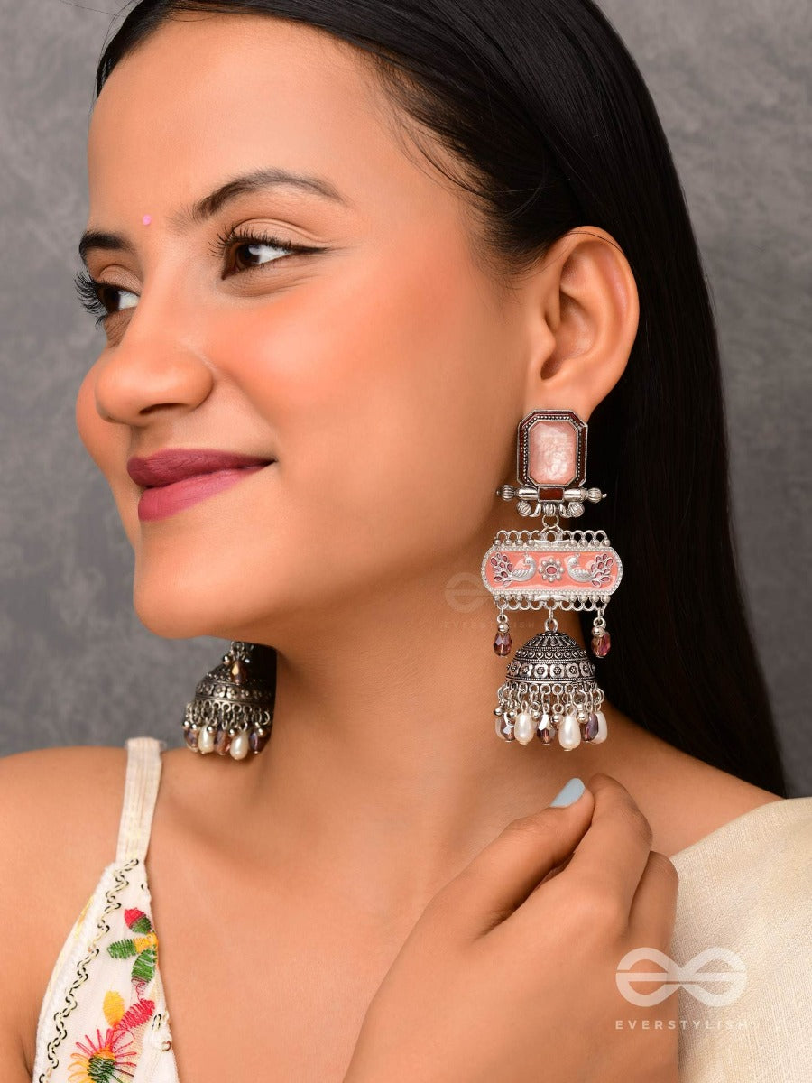 The Rosewood Nostalgia- Enamelled Oxidised Jodhpuri Jhumkas
