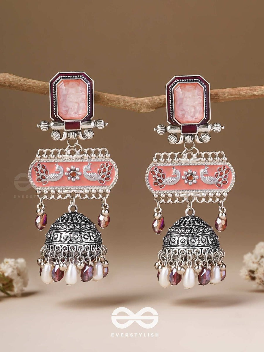 The Rosewood Nostalgia- Enamelled Oxidised Jodhpuri Jhumkas