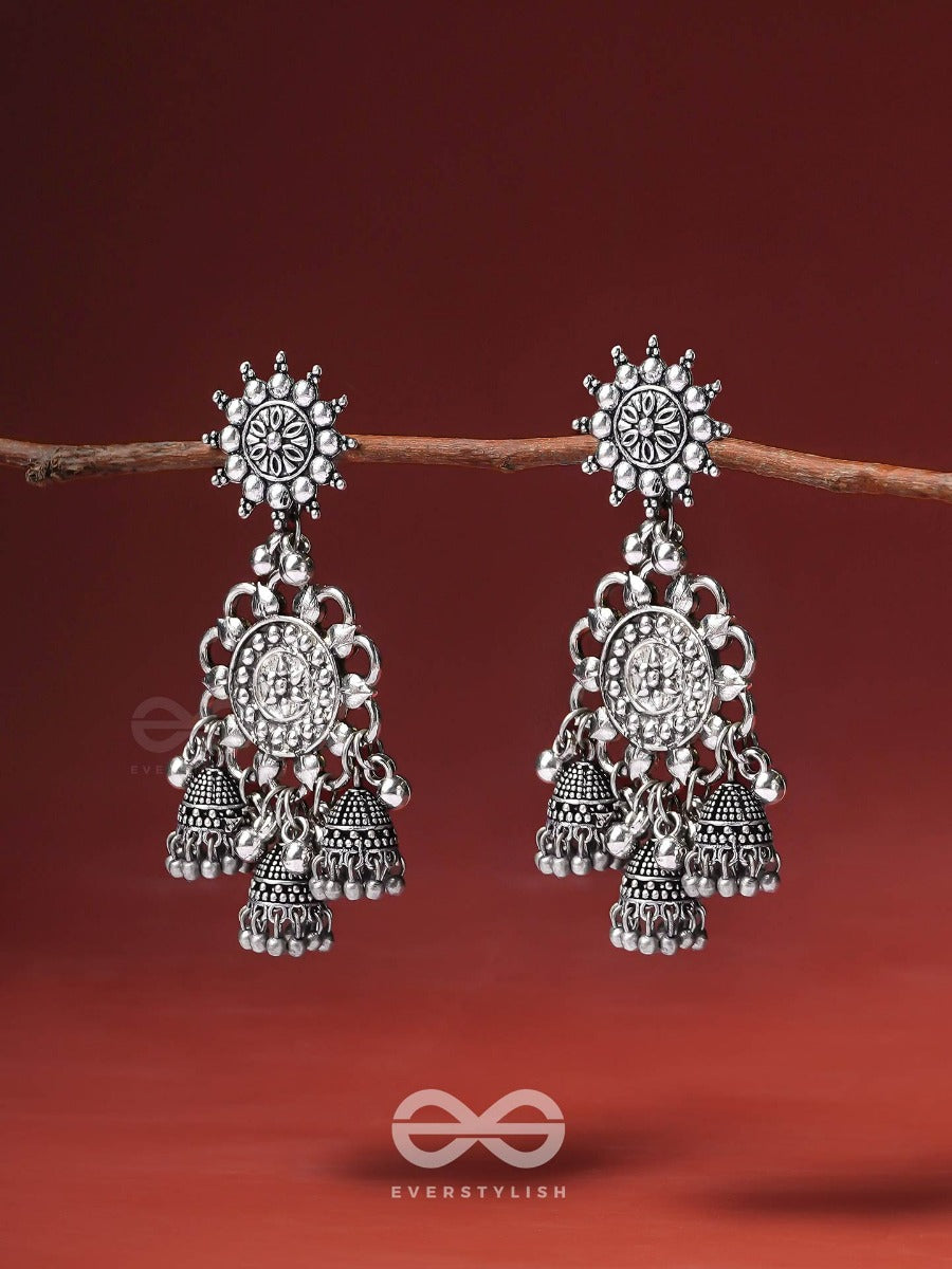 The Moon Flower- Oxidised Earrings