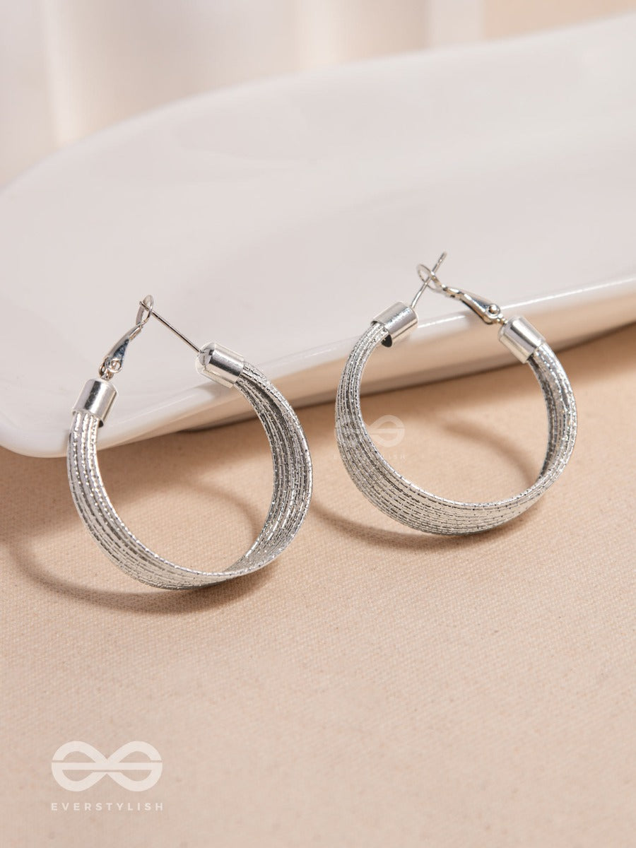 Spiral Strands - Statement Silver Hoop Earrings