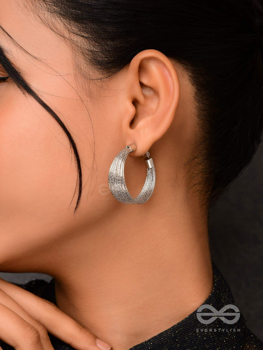 Spiral Strands - Statement Silver Hoop Earrings