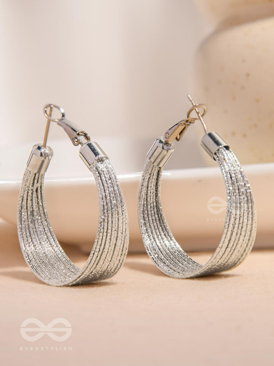 Spiral Strands - Statement Silver Hoop Earrings
