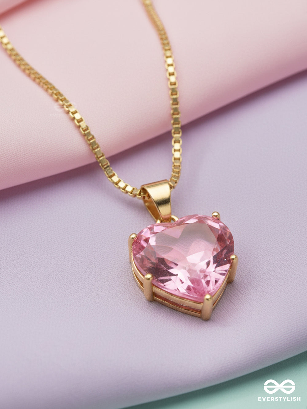The Crystal Heart - Golden Embellished Neckpiece With Anti-Tarnish Coating