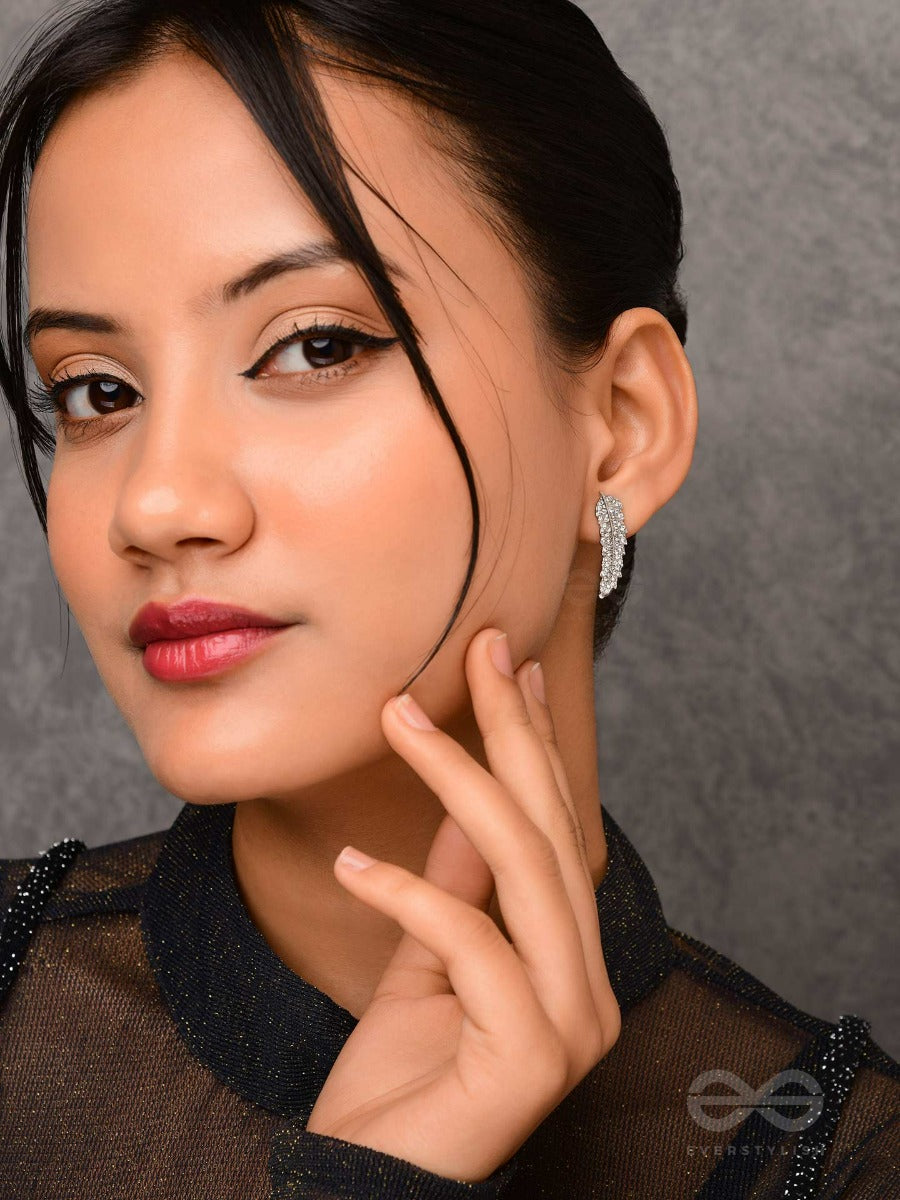 Feathered Finesse- Statement Embellished Earrings