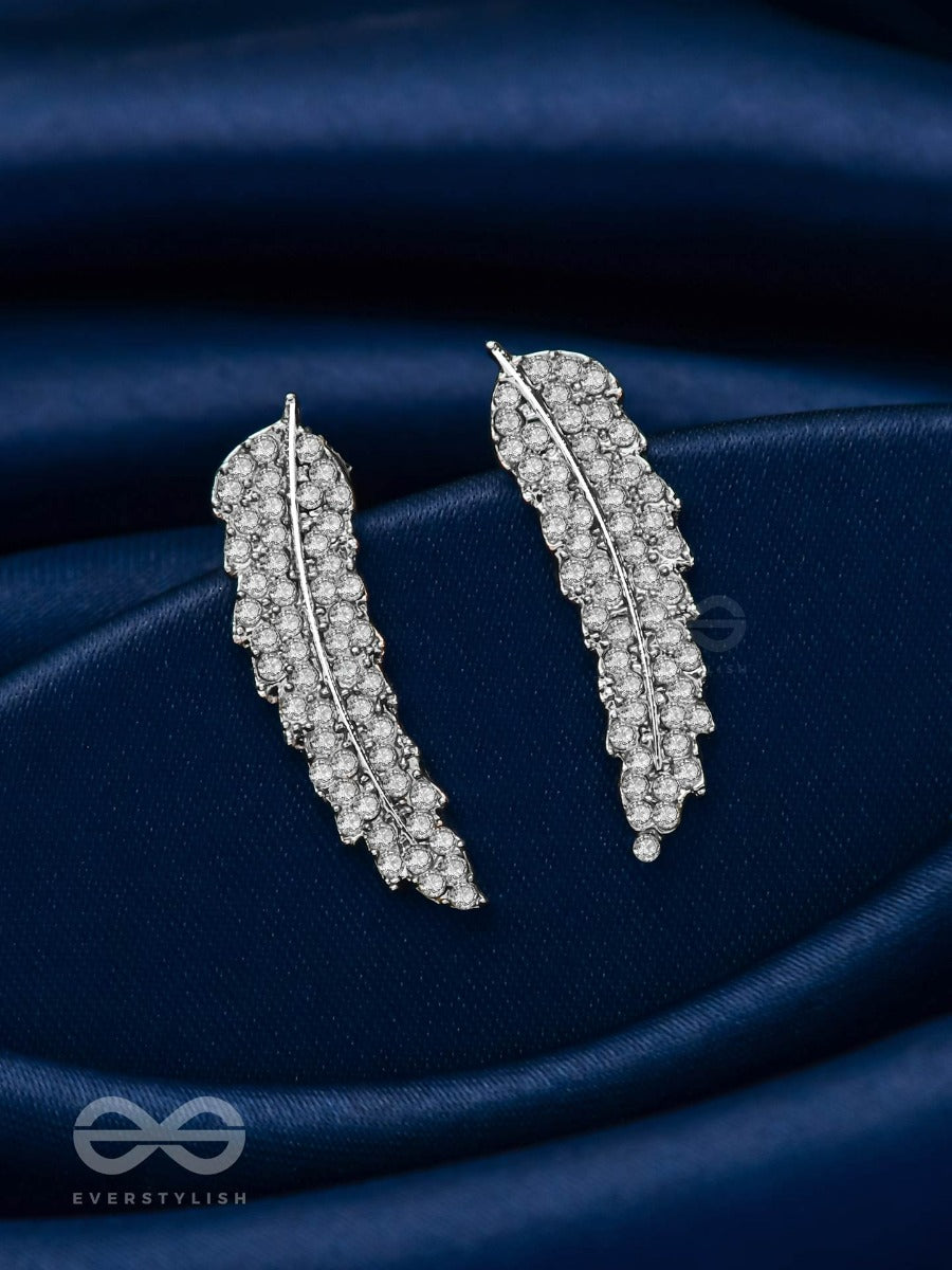 Feathered Finesse- Statement Embellished Earrings