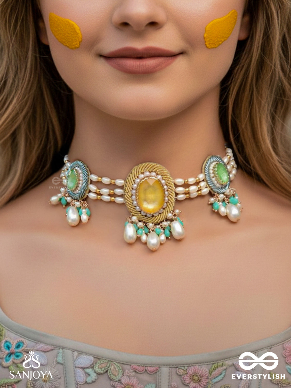 Divitmat - The Heavenly Skies - Stone And Beads Hand Embroidered Neckpiece