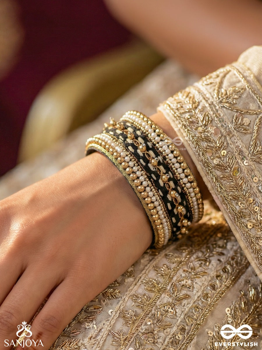 Madhya - In Between Night - Beads And Resham Hand Embroidered Bangle