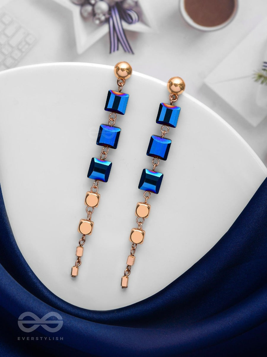 The Indigo Night- Classy Blue And Golden Earrings