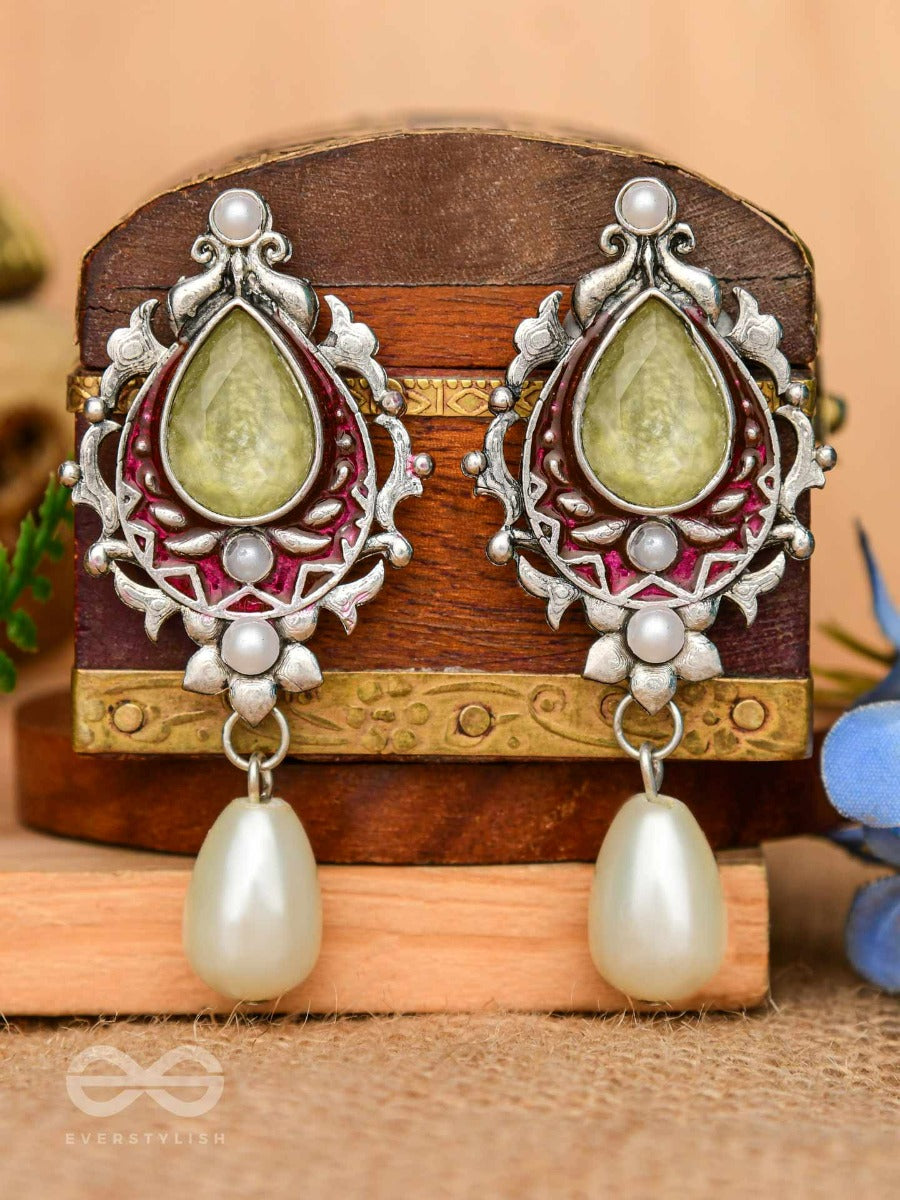 The Nature's Grace - Embellished And Enamelled Oxidised Earrings