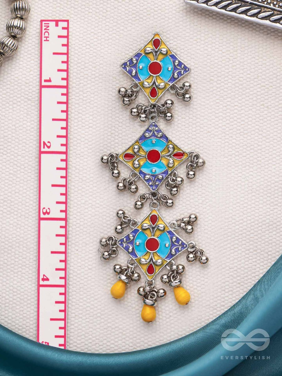 Sunny Daydreams - Statement Enamelled Oxidised Jodhpuri Jhumkas