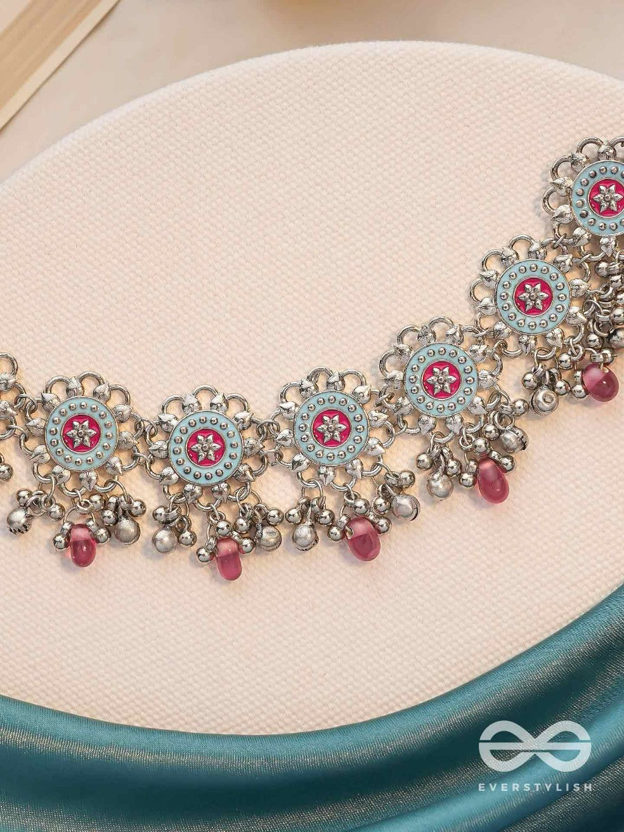 The Rosy Skies - Enamelled Oxidised Neckpiece