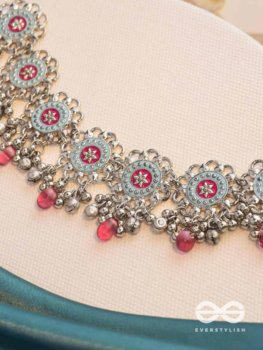 The Rosy Skies - Enamelled Oxidised Neckpiece