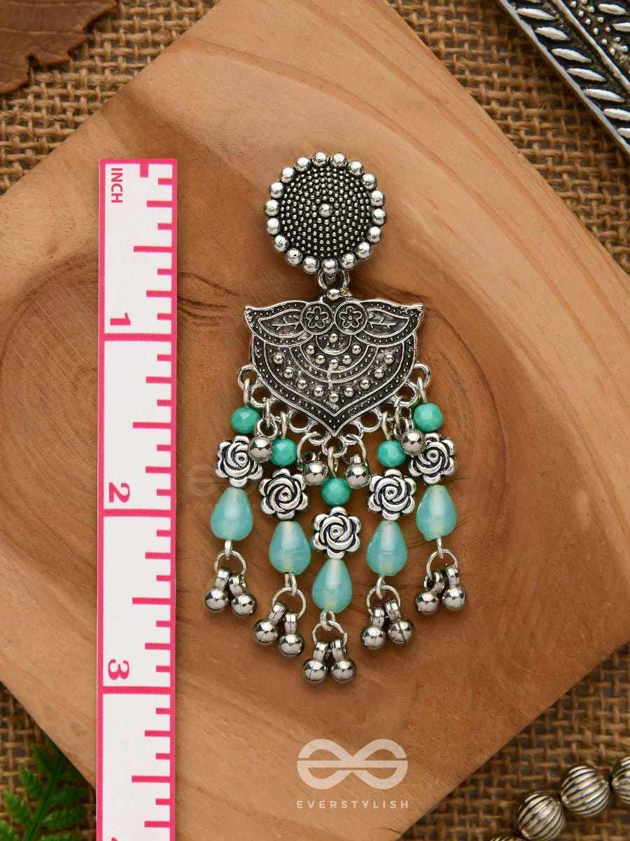 The Ocean Goddess- Glass Drops And Beads Oxidised Earrings