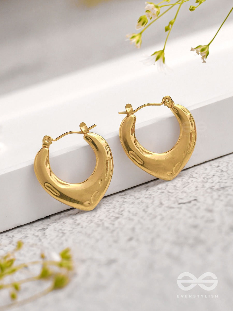 Tipsy Twilight - Golden Stainless Steel Earrings With Anti-Tarnish Coating