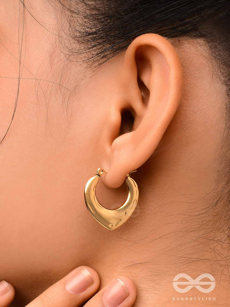 Tipsy Twilight - Golden Stainless Steel Earrings With Anti-Tarnish Coating