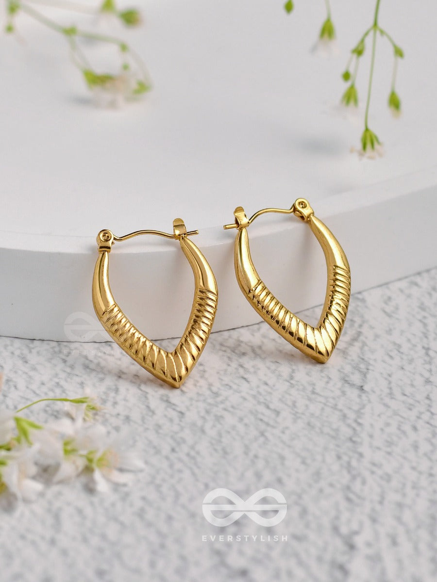 Shimmer Drops - Golden Stainless Steel Earrings With Anti-Tarnish Coating