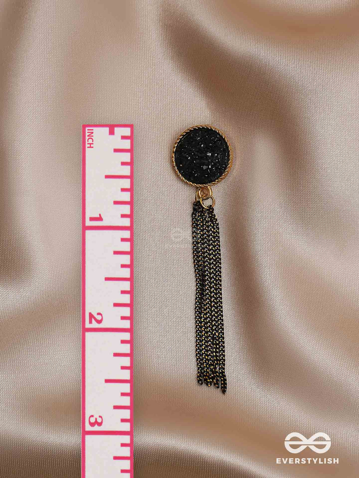 The Midnight Haze - Statement Golden & Black Earrings
