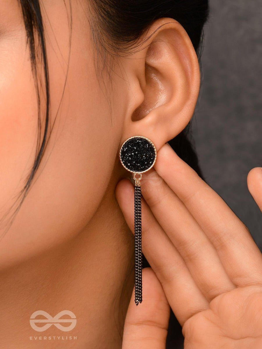 The Midnight Haze - Statement Golden & Black Earrings