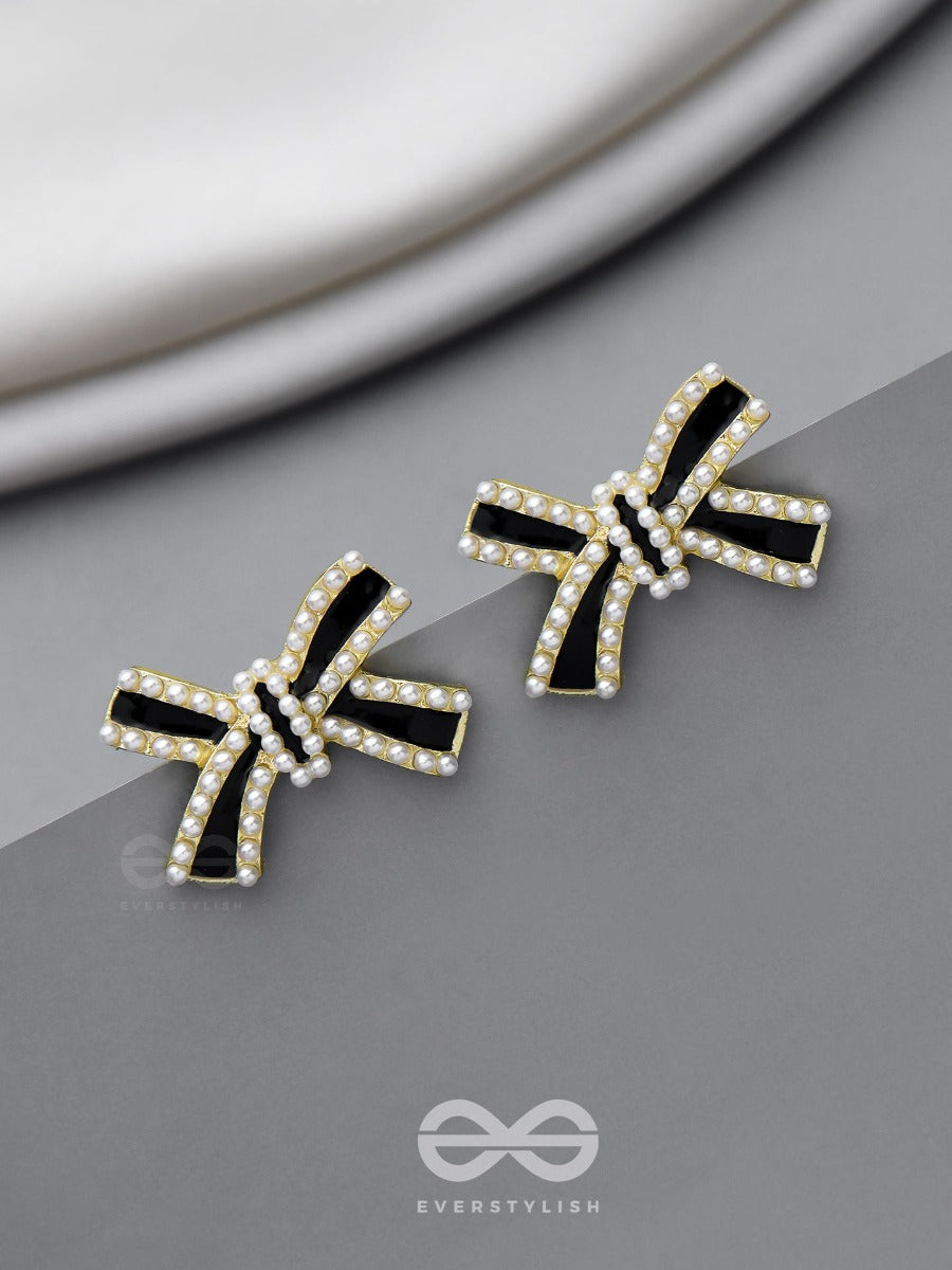 Knotty And Nice - Golden Embellished Studs (Black)