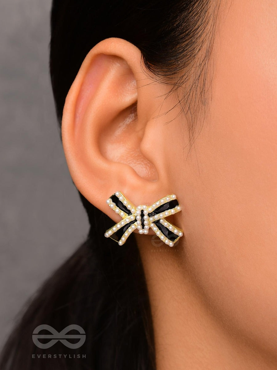 Knotty And Nice - Golden Embellished Studs (Black)