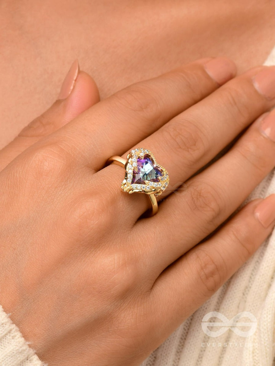 Love's Luminescence - Golden Embellished Ring (Adjustable)