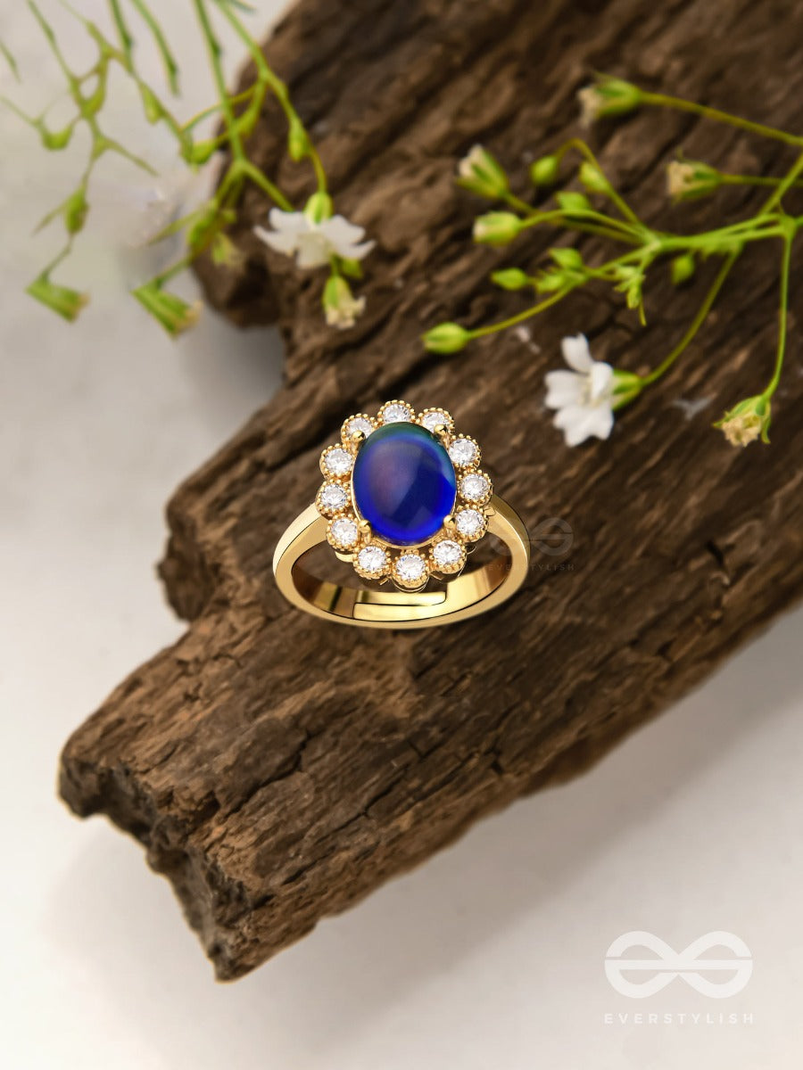 The Luminescent Loop - Golden Embellished Ring (Adjustable)