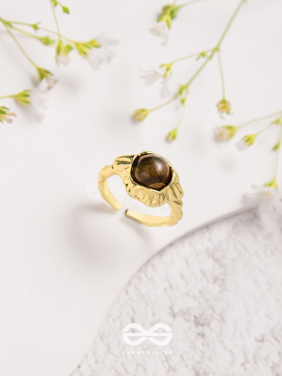 The Espresso Embrace- Golden Beaded Ring