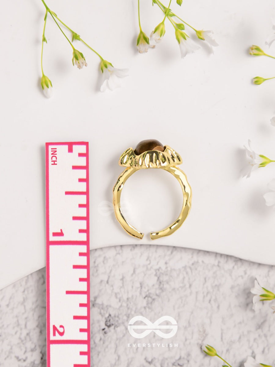 The Espresso Embrace- Golden Beaded Ring
