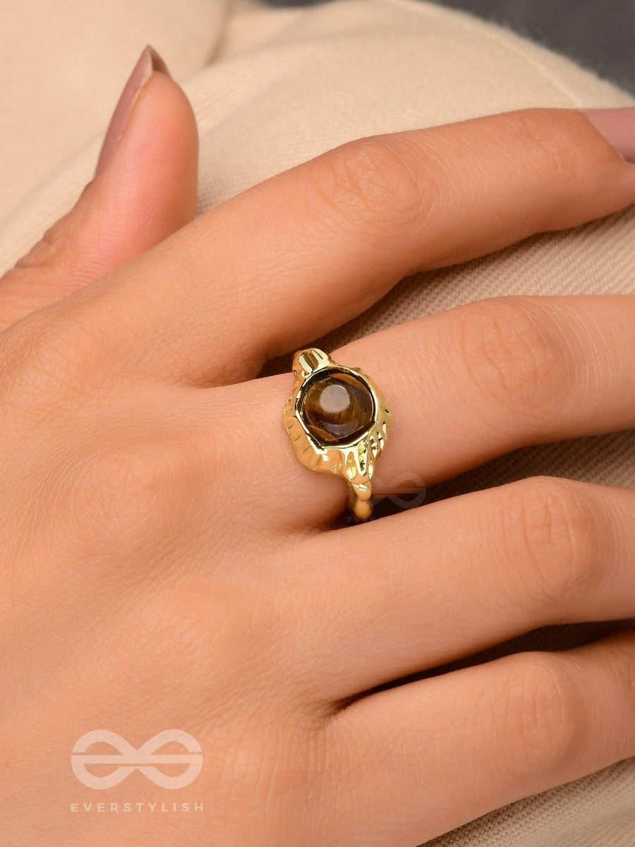 The Espresso Embrace- Golden Beaded Ring