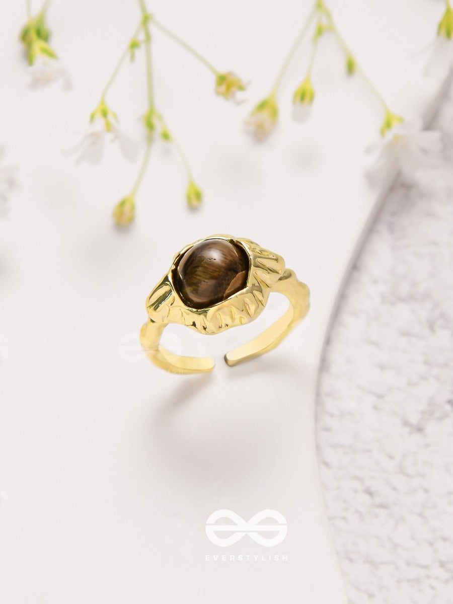 The Espresso Embrace- Golden Beaded Ring