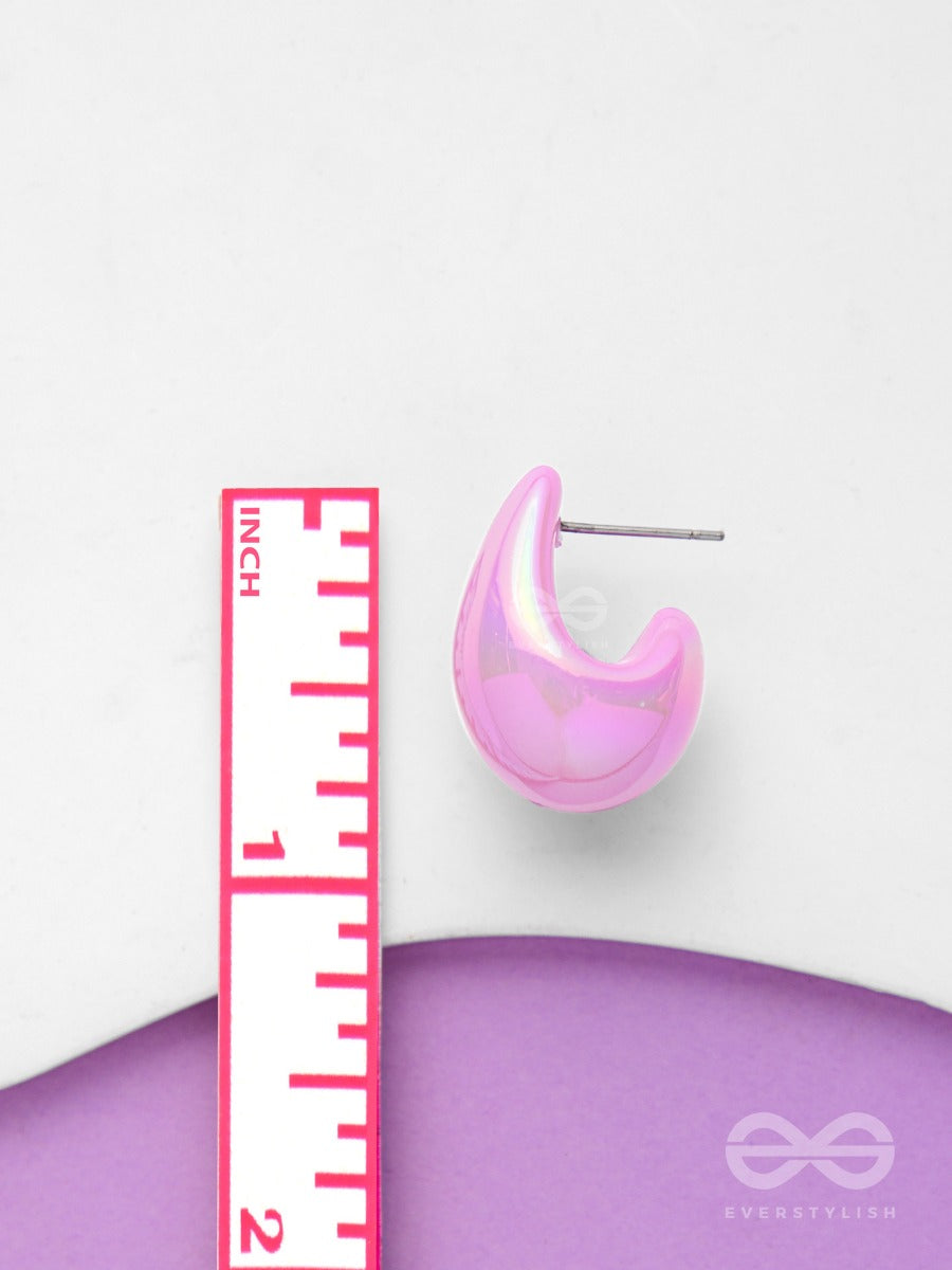 Shining Crescents - Holographic Acrylic Earrings (Pink)
