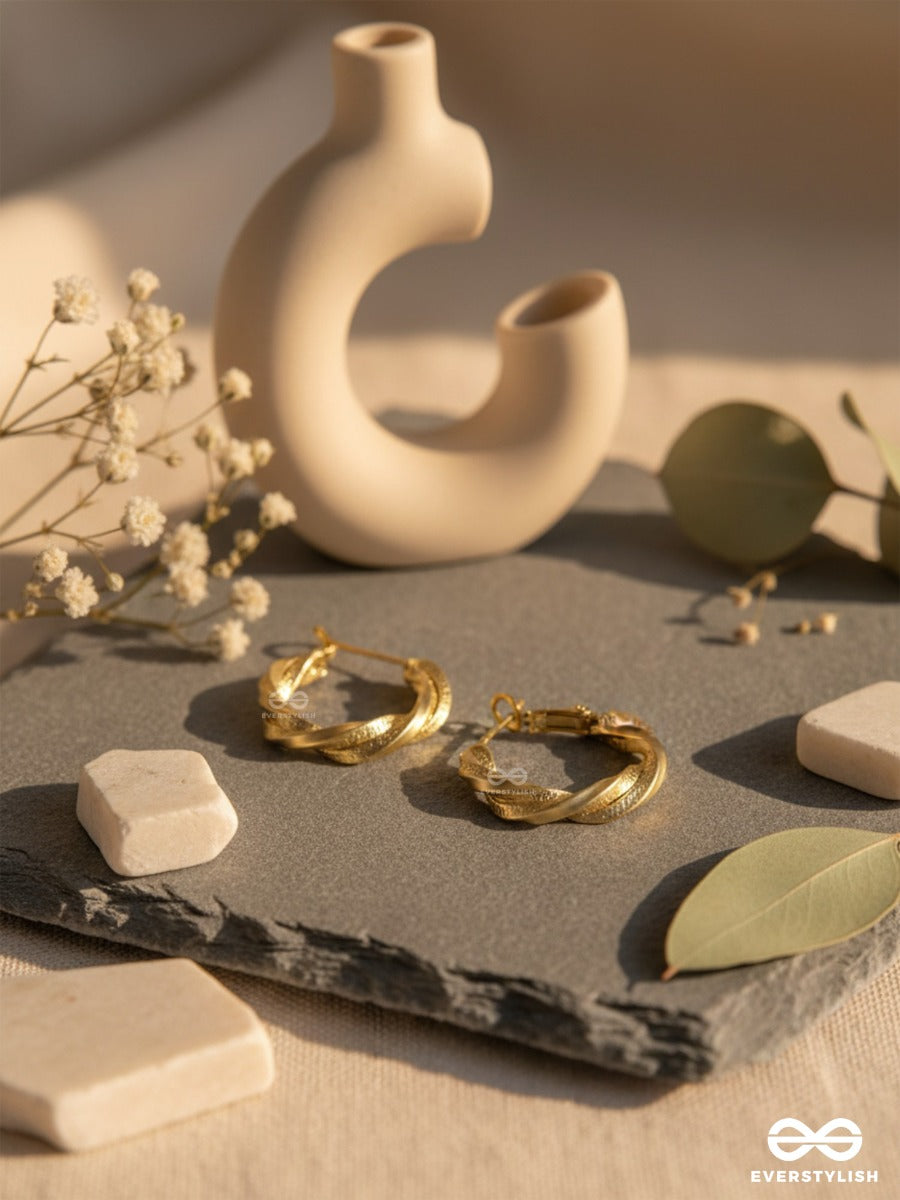 Twisted Story - Golden Hoop Earrings