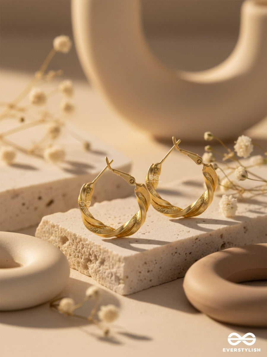 Twisted Story - Golden Hoop Earrings