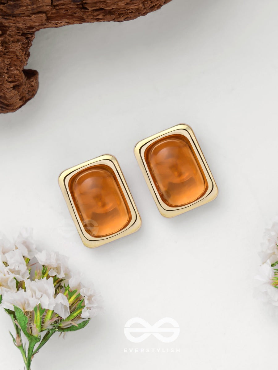 Sunlit Amber - Golden Stud Earrings