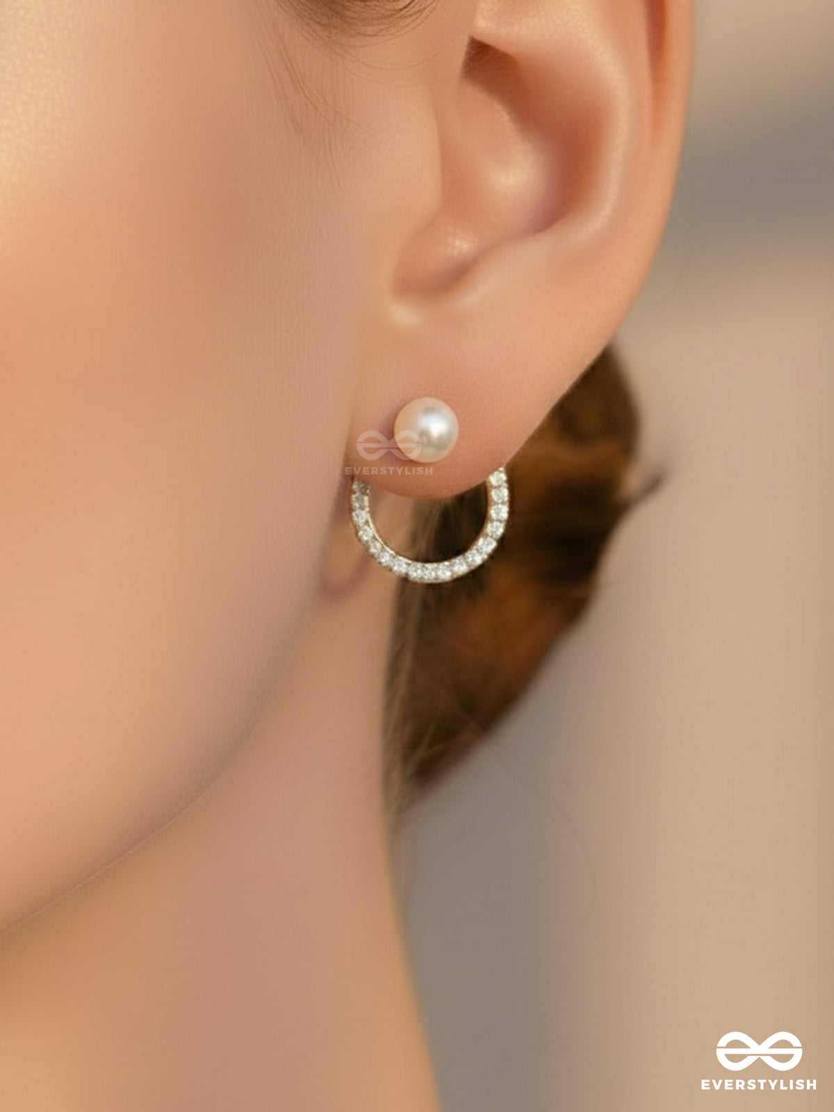 Polished Pearl - Golden Embellished Earrings