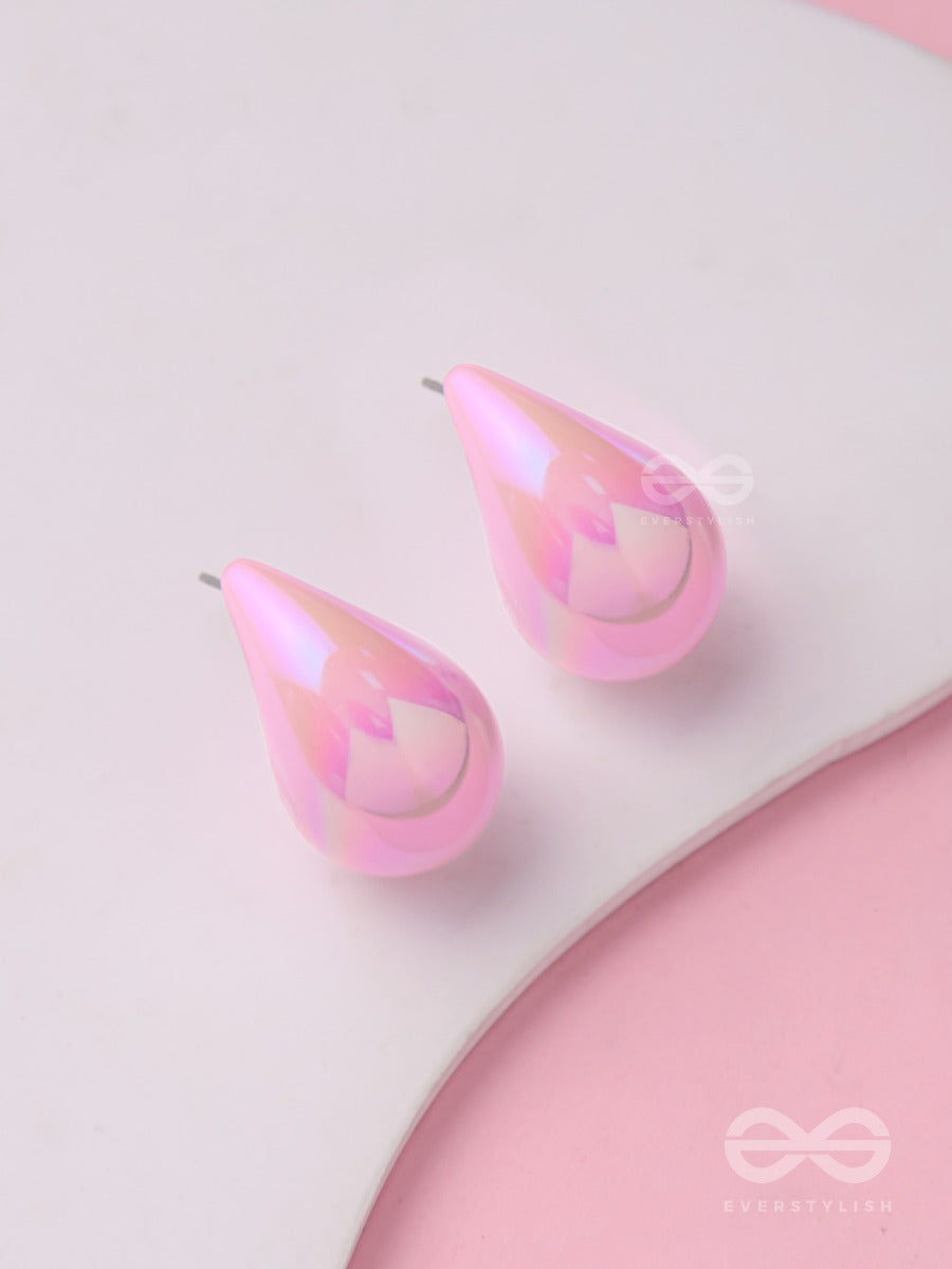 Glitter Drops - Holographic Acrylic Earrings (Pink)