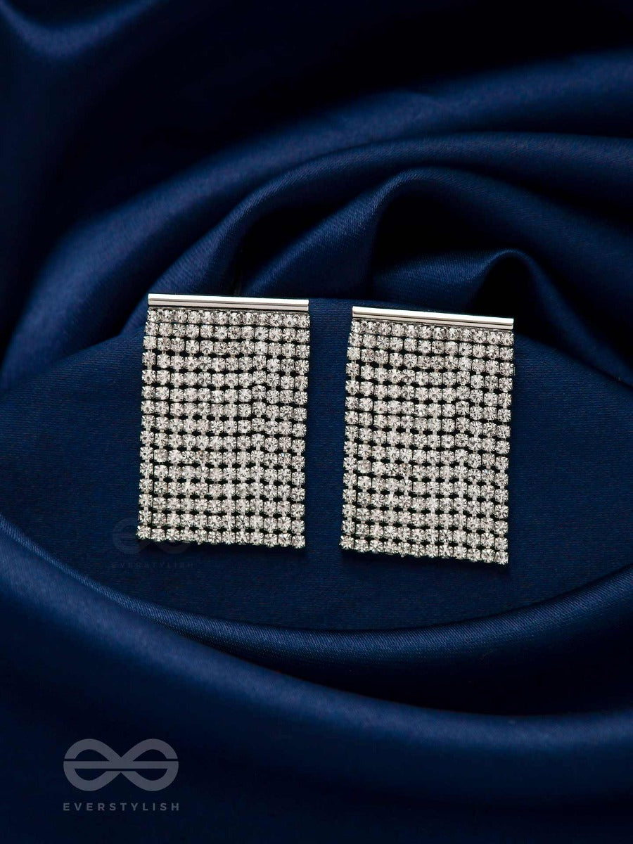 Starry Falls - Silver Embellished Earrings